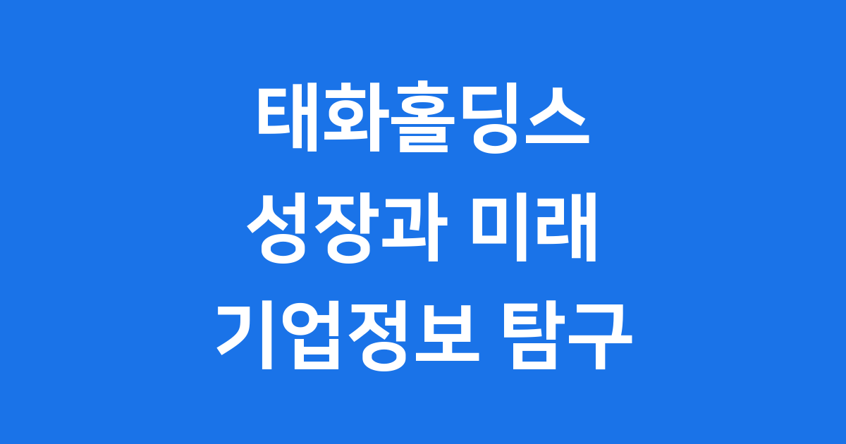 태화홀딩스 기업정보: 성장과 미래 가치