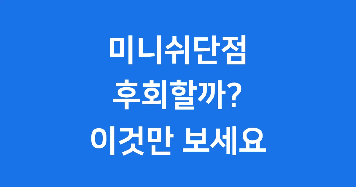 미니쉬단점 깊이 파헤치기