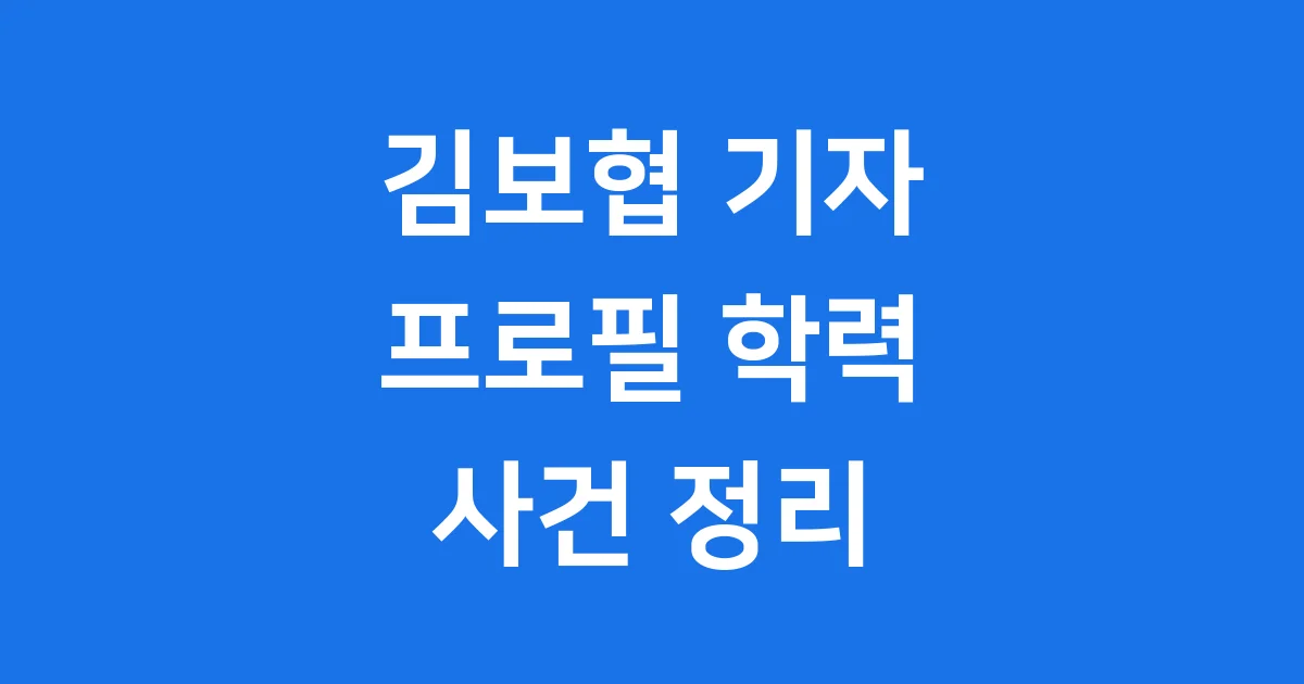 김보협 기자 프로필 학력 조국혁신당 성 비위 사건 정리
